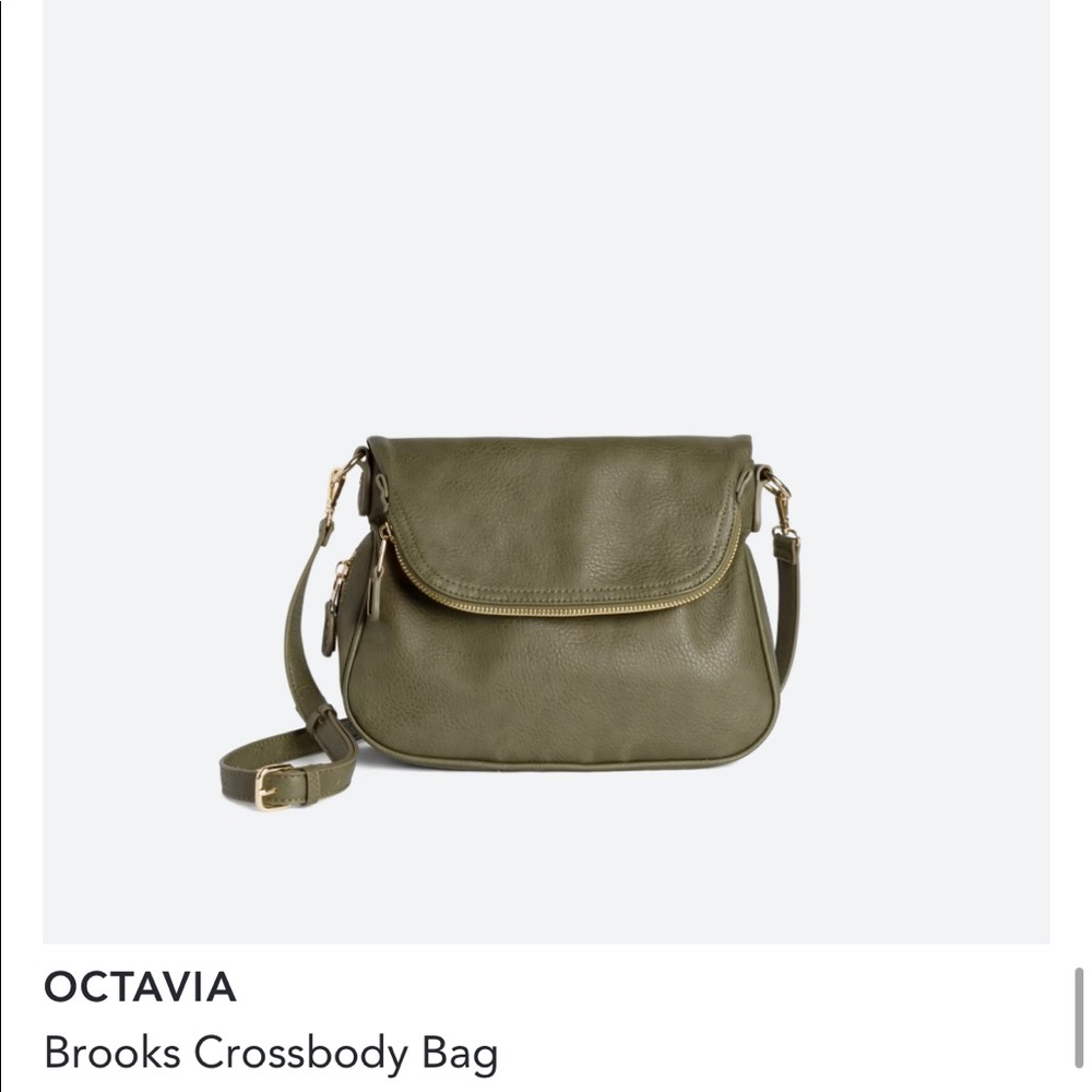 Octavia Brooks crossover faux leather army green bag